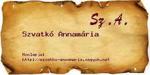 Szvatkó Annamária névjegykártya